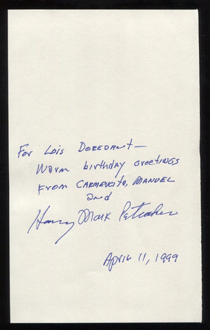 Harry Mark Petrakis Signed Book Page Cut Autographed Cut Signature Author