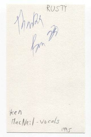 Rusty - Ken MacNeil Signed 3x5 Index Card Autographed Signature Band