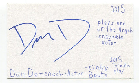 Dan Domenech Signed 3x5 Index Card Autographed Actor Glee Gotham