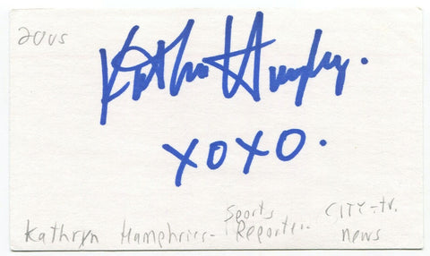 Kathryn Humphreys Signed 3x5 Index Card Autograph Signature Sportscaster
