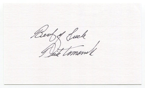 Dick Tomanek Signed 3x5 Index Card Autograph Baseball 1953 Cleveland Indians