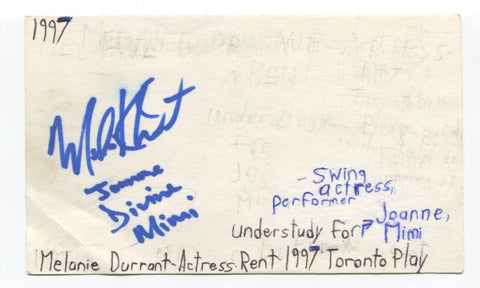 Melanie Durrant Signed 3x5 Index Card Autographed Actress Singer Rent