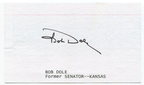 Bob Dole Signed 3x5 inch Index Card Autographed Signature Politician