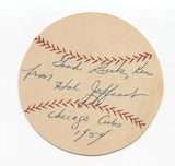 Hal Jeffcoat Signed Paper Baseball Autographed Signature Chicago Cubs