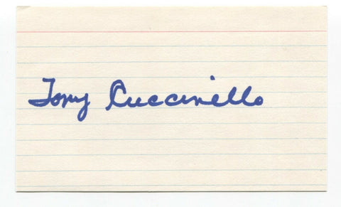 Tony Cuccinello Signed 3x5 Index Card Baseball Autographed Signature