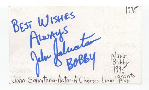 John Salvatore Signed 3x5 Index Card Autograph Actor A Chorus Line The Producers