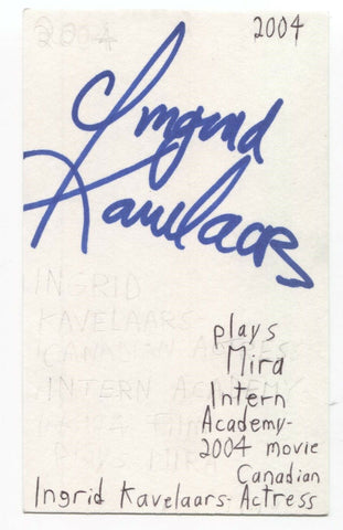 Ingrid Kavelaars Signed 3x5 Index Card Autographed Signature Actress