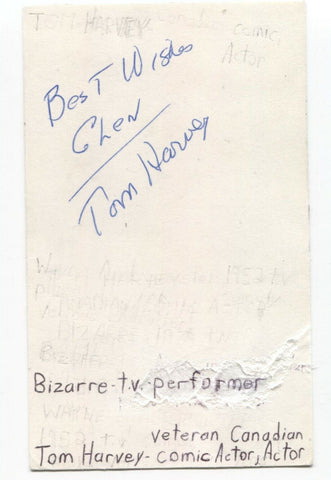 Tom Harvey Signed 3x5 Index Card Autographed Signature Actor