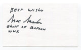 Abie Abraham Signed 3x5 Index Card Autographed Battle of Bataan WWII US Army