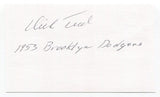 Dick Teed Signed 3x5 Index Card Autograph Baseball MLB 1953 Brooklyn Dodgers