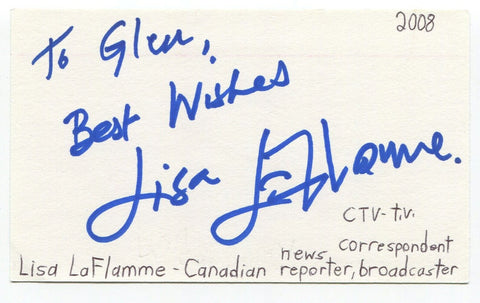 Lisa LaFlamme Signed 3x5 Index Card Autographed Canadian Journalist Anchor CTV