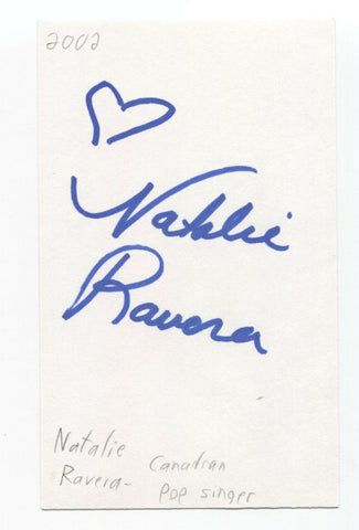 Natalie Ravera Signed 3x5 Index Card Autographed Signature Canadian Pop Singer