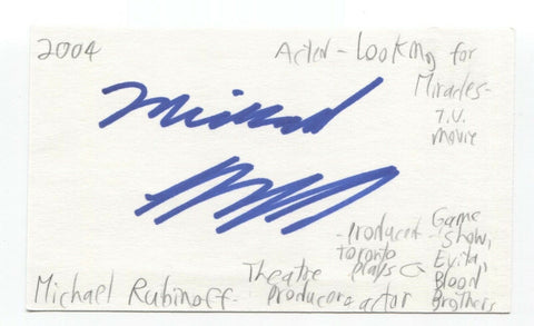 Michael Rubinoff Signed 3x5 Index Card Autographed Theatre Director Producer