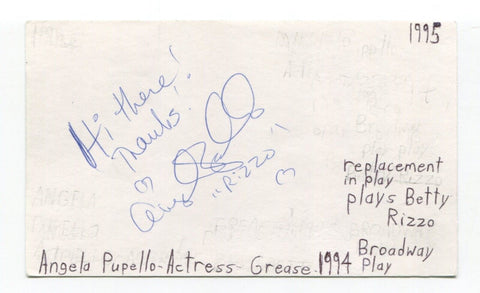 Angela Pupello Signed 3x5 Index Card Autographed Actress Grease Law And Order
