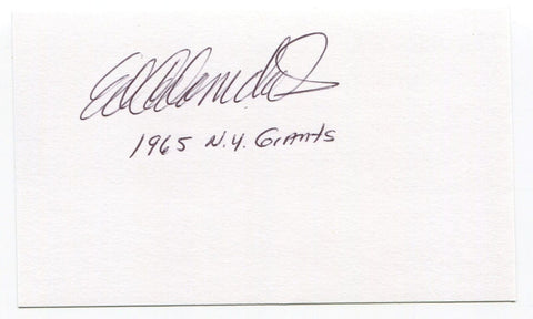 Ed Adamchik Signed 3x5 Index Card Autograph Signature NFL New York Giants 