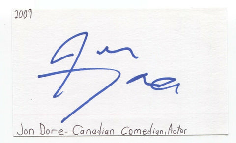 Jon Dore Signed 3x5 Index Card Autographed Signature Actor