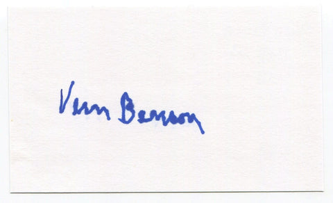 Vern Benson Signed 3x5 Index Card Autographed Philadelphia Athletics