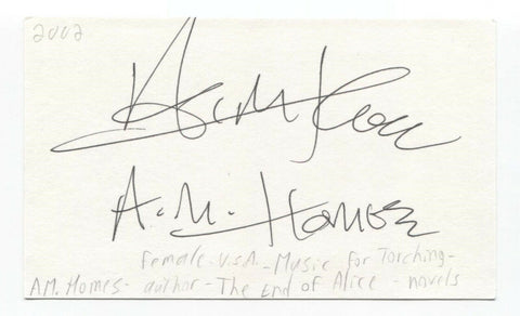 A.M. Homes Signed 3x5 Index Card Autographed Signature Amy Author Writer