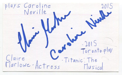 Claire Marlowe Signed 3x5 Index Card Autographed Actress A Confident Man