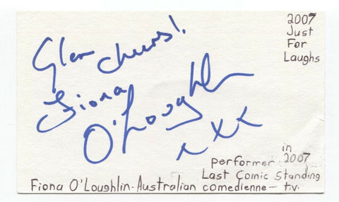 Fiona O'Loughlin Signed 3x5 Index Card Autographed Signature Comedian Comic