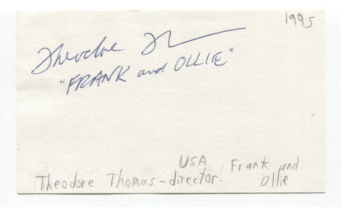 Theodore Thomas Signed 3x5 Index Card Autographed Director Disney Filmmaker