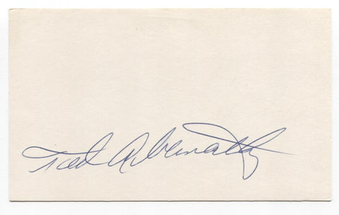 Ted Abernathy Signed 3x5 Index Card Baseball Autographed Washington Senators 