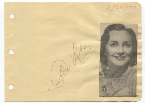 Andrea Leeds Signed Album Page Vintage Autographed Signature Actress