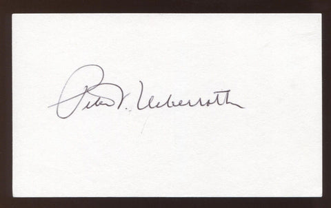 Peter Ueberroth Signed 3x5 Index Card Vintage Autographed Baseball Signature