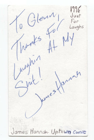 James Hannah Signed 3x5 Index Card Autographed Signature Comedian Comic d. 2014