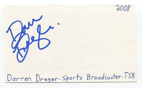 Darren Dreger Signed 3x5 Index Card Autographed Canadian Sports Reporter