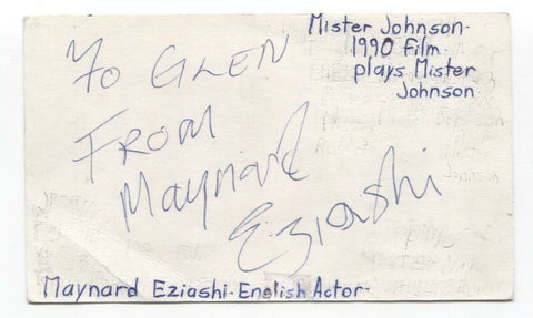 Maynard Eziashi Signed 3x5 Index Card Autographed Signature Actor Mister Johnson