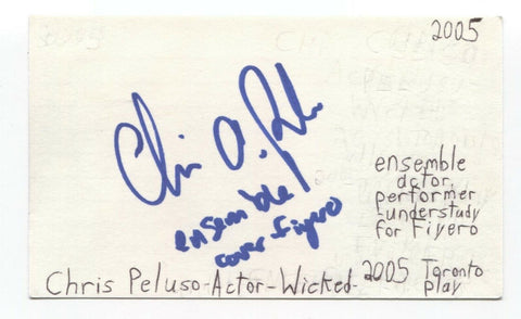 Chris Peluso Signed 3x5 Index Card Autographed Signature Actor