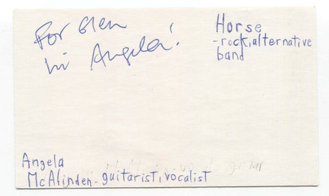 Horse - Angela McAlinden Signed 3x5 Index Card Autographed Signature Band