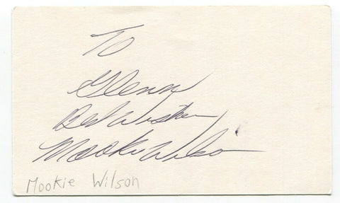 Mookie Wilson Signed 3x5 Index Card Autographed Vintage Baseball