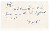 Austin Jay Knickerbocker Signed 3x5 Index Card Baseball Autographed Signature 