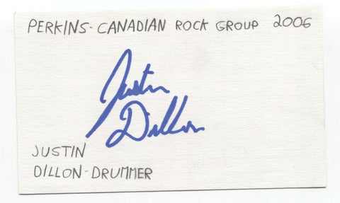 Perkins - Justin Dillon Signed 3x5 Index Card Autographed Signature Band