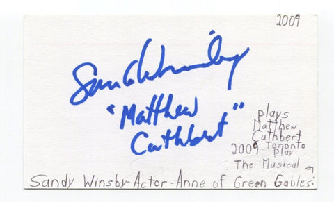 Sandy Winsby Signed 3x5 Index Card Autographed Actress Singing Voice of Babar