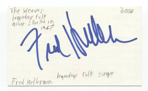 The Weavers Fred Hellerman Signed 3x5 Index Card Autographed Signature Singer