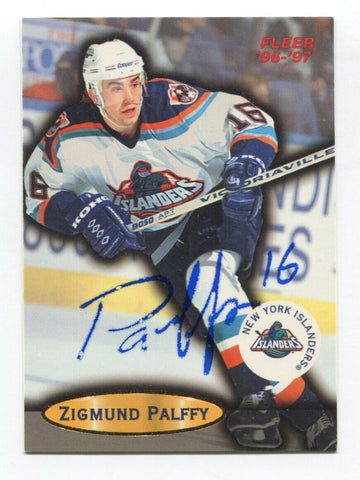 1996-97 Fleet Zigmund Palffy Signed Card Hockey NHL Autograph AUTO #66