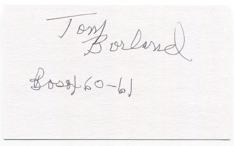 Tom Borland Signed 3x5 Index Card Autographed Baseball Boston Red Sox