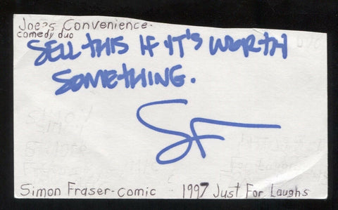 Simon Fraser Signed Cut 3x5 Index Card Autographed Signature Comic