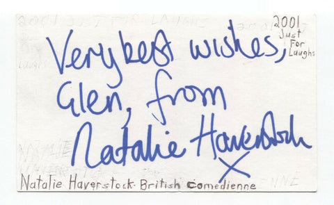 Natalie Haverstock Signed 3x5 Index Card Autographed Signature Actress Comedian