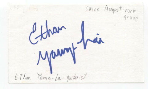 Since August - Ethan Young-Lai Signed 3x5 Index Card Autographed Signature