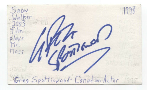 Greg Spottiswood Signed 3x5 Index Card Autograph Signature Actor Producer Writer