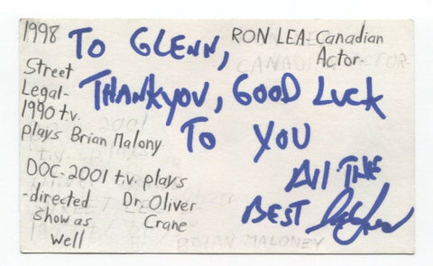 Ron Lea Signed 3x5 Index Card Autographed Signature Actor