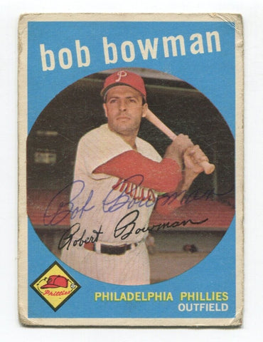 1959 Topps Bob Bowman Signed Baseball Card Autographed AUTO #221