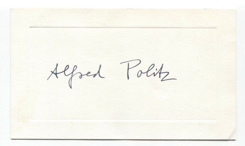 Alfred Politz Signed Card Autographed Signature Research Analyst
