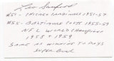 Leo Sanford Signed 3x5 Index Card Autographed NFL Football 1958 Baltimore Colts