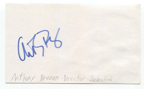Anthony Drazan Signed 3x5 Index Card Autograph Director Zebrahead