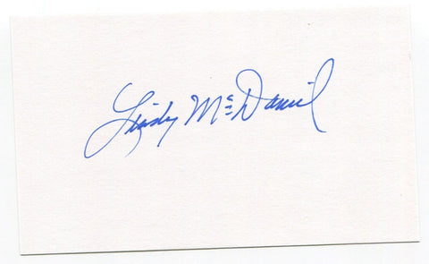 Lindy McDaniel Signed 3x5 Index Card Autographed MLB Baseball New York Yankees